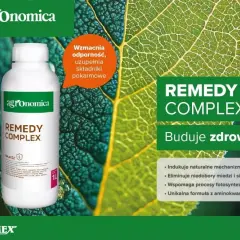 Butelka nawozu Remedy Complex od Agronomica, wspierająca zdrowy pomiot roślin. Wzmacnia odporność i uzupełnia składniki pokarmowe.